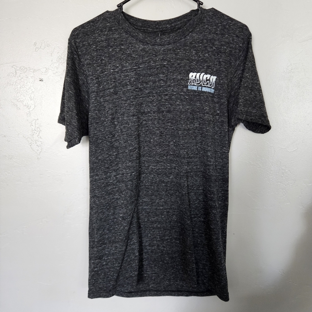 RVCA NWT Men's Small Dark Grey Charcoal Graphic T-Shirt Nature vs Industry Tee - Picture 2 of 5